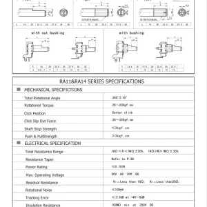 RA141G-H 14mm Dual-Gang Linear Rotary Potentiometer