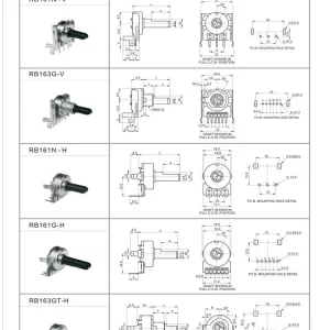 RB161G-H 16mm Dual-Gang Horizontal Rotary Potentiometer