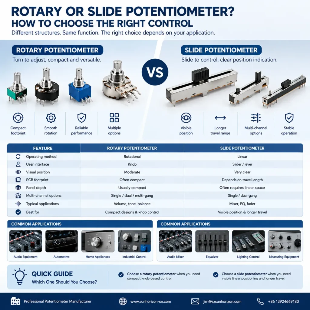 Rotary vs Slide Potentiometers: How to Choose the Right Control rotary-vs-slide-potentiometer